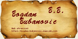 Bogdan Bubanović vizit kartica